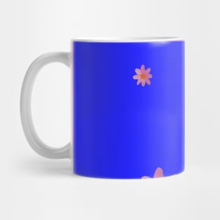 Light to Darker Pink Flowers in Blue Mug